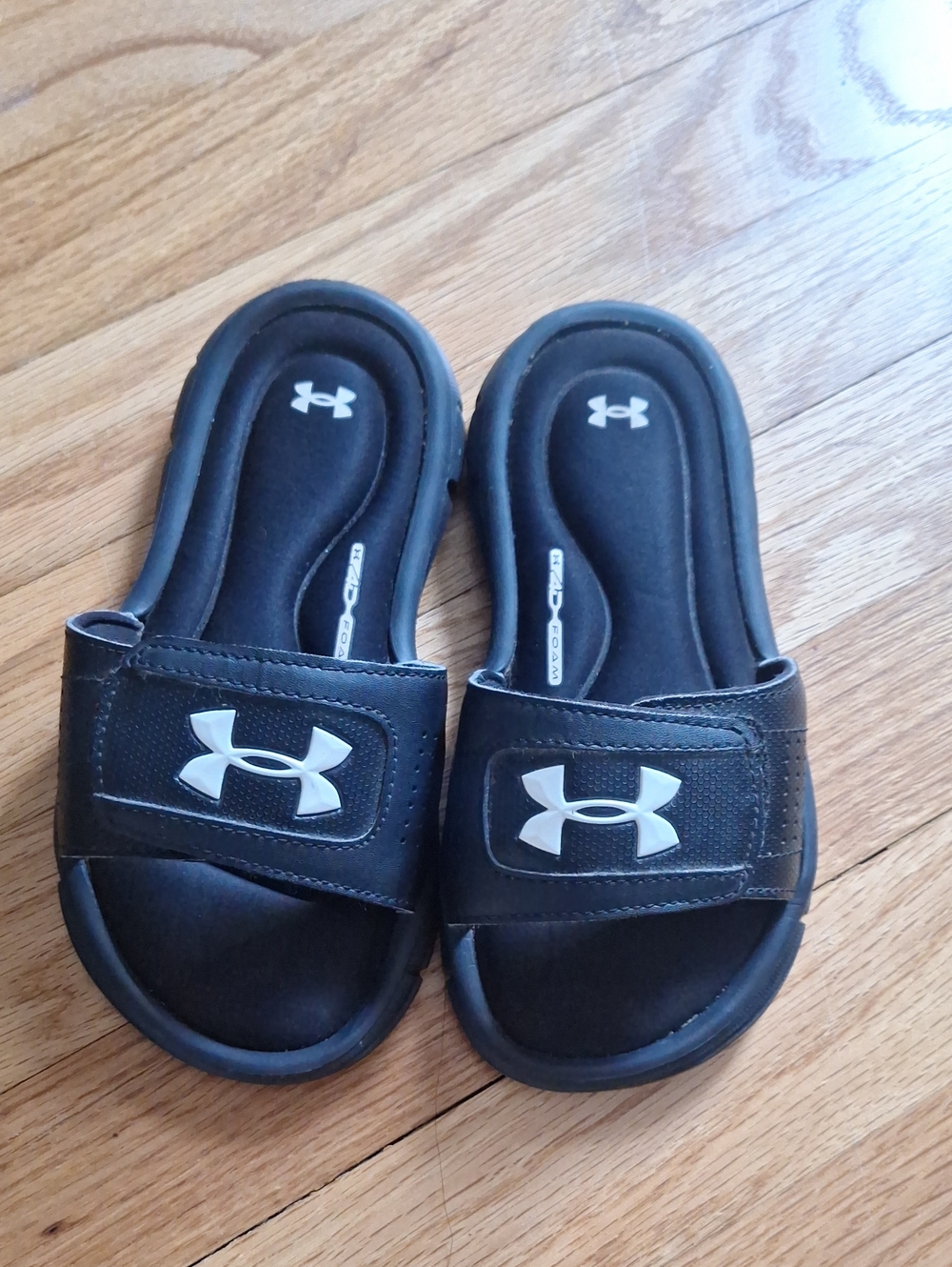 Under Armour Kids Black Slide Sandals with White Logo